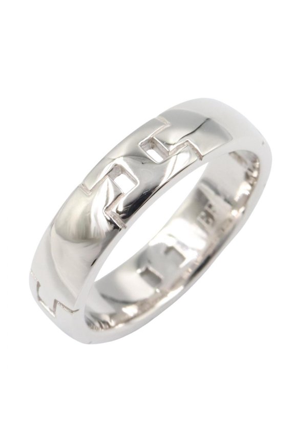 Pre-Owned Hermes Hercules Ring, 18K White Gold (18KWG), Women's, Silver Tone
