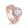 thumbnail image 3 of AFFY 3.50CT Marquise & Round Moissanite Diamond Three-in-One Halo Wedding Bands Set for Women 18K Rose Gold over Silver-7.5, 3 of 6