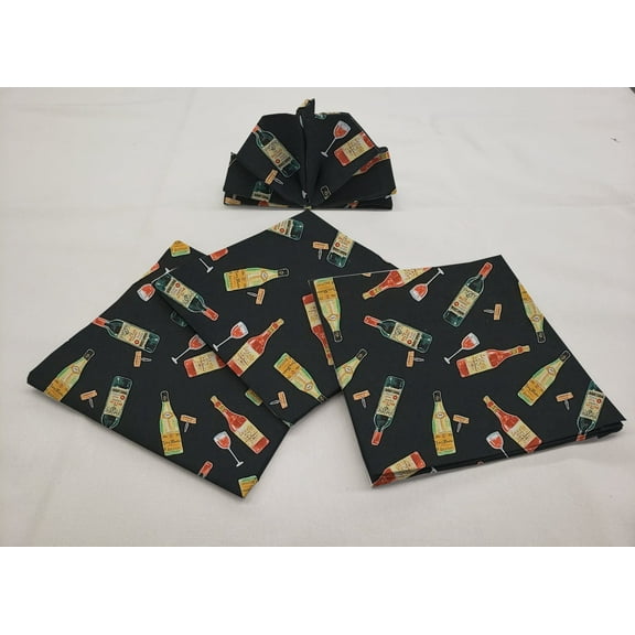 Beer or Wine Cloth Napkins by Penny's Needful Things (Set of 4) (Bottles & Corkscrews)