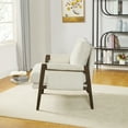thumbnail image 4 of Roundhill Furniture Kelly Mid-Century Rubber Wood Velvet Serpentine Springs Foam Solid Print Armchair, White, 4 of 17