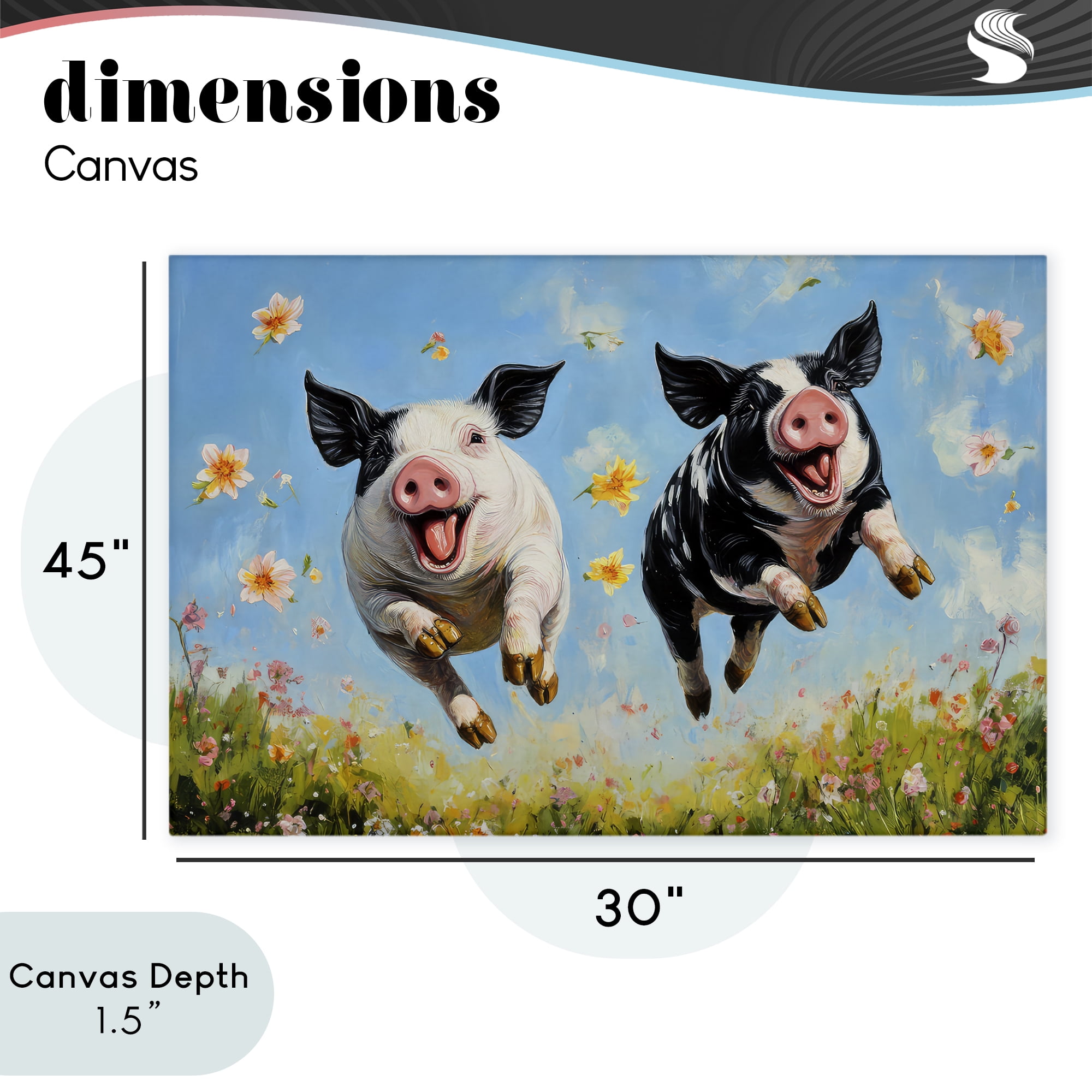 Stupell Industries Flying Pigs & Flowers Canvas Wall Art, design by The Wands Want