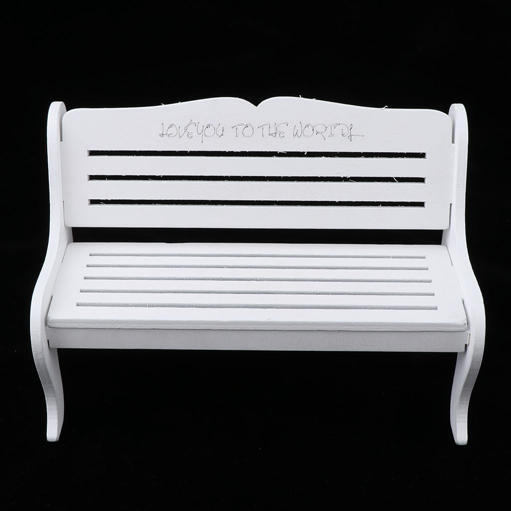1/6 Mini Dollhouse Park Bench Outdoor Accessories Model for Kids Gift White 