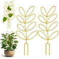 thumbnail image 2 of 2Pcs Climbing Plant Trellis Indoor, 12’’ Iron Pot Trellis, Leaf Shape, Coated Wire, Plant Tool for Potted Plant, Housewarming Plant Lover Gifts Ideas, Gold, 2 of 8
