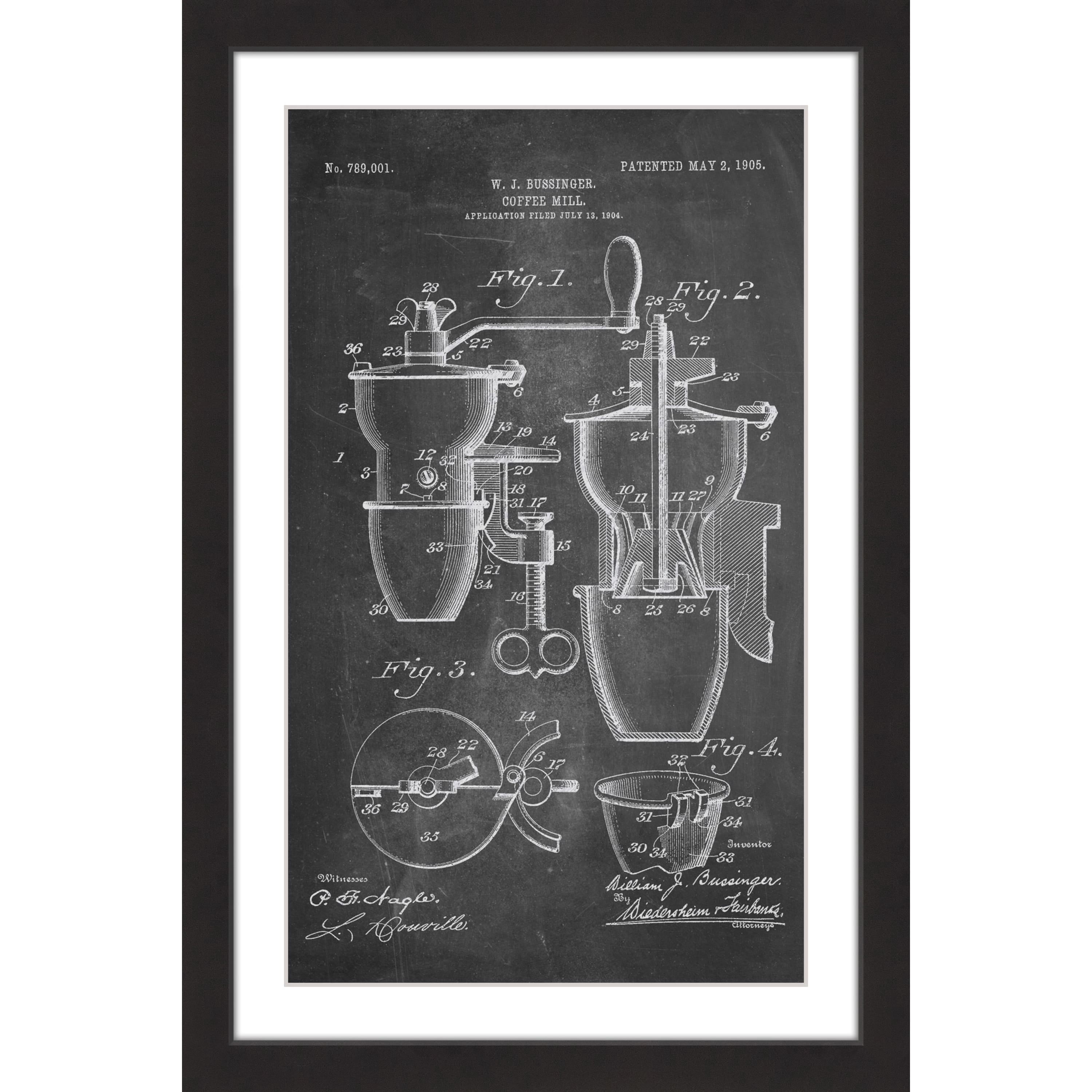 "Coffee Mill 1905 Chalk" Framed Painting Art Print