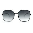 thumbnail image 4 of Womens Curved Concave Face Rectangle Oversized Metal Rim Sunglasses Black - Smoke, 4 of 7