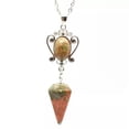 thumbnail image 1 of HOOUN Hexagonal Cone Pendulum Natural Crystal Pointed Pendant Necklace-Unakite, 1 of 5