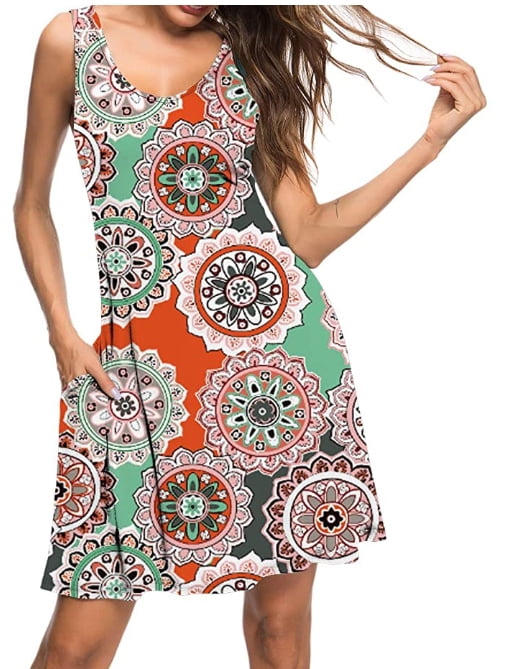 Haute Edition Women's Summer Sleeveless Tank Dress with Pockets