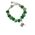 thumbnail image 2 of Delight Jewelry Silvertone Checkered Race Flag - Green Irish Luck Bead Charm Bracelet, 7.5", 2 of 4
