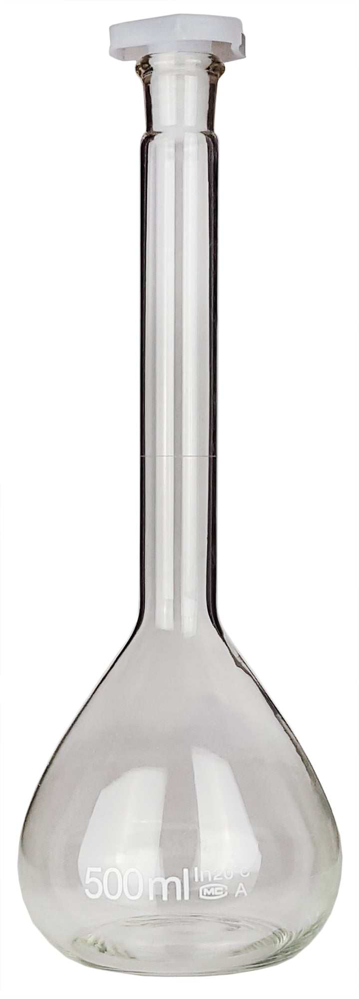 Volumetric Flask with Plastic Stopper, 500ml Capacity