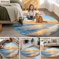thumbnail image 6 of Round Area Rug 5ft, Sunset Beach Non-slip Area Rugs for Living Room/Bedroom/Bathroom/Kitchen, Spray Ocean Waves Sky Nature Scenery Washable Throw Floor Mat Indoor Outdoor Entrance Doormat, 6 of 9