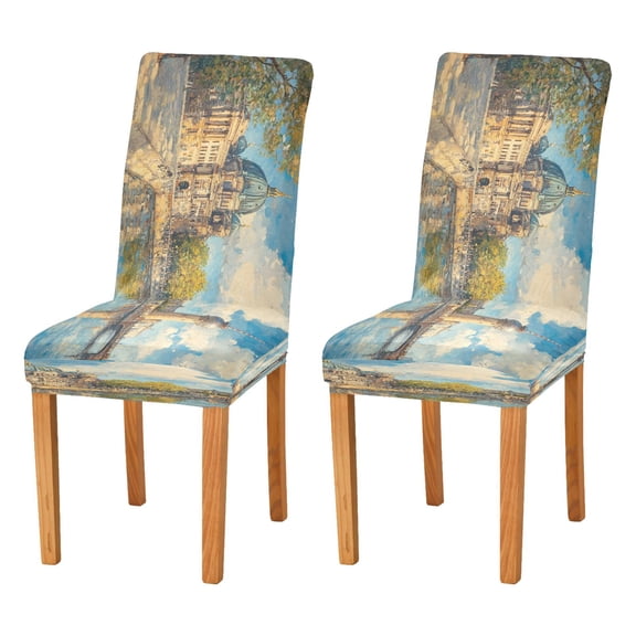 BZSMCE Chairs Slipcovers Dining Chair Covers The Tower and Bridge Art Painting Creative Pattern