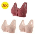 thumbnail image 2 of 3PC Everyday Sleep Bra for Women Nature Cotton Soft Cup Wireless Front Snap Closure Everyday Bras Plus Size Lace Bralette, 2 of 9