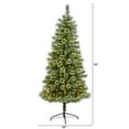 thumbnail image 4 of Nearly Natural 6' Green Snow Tip Artificial Christmas Tree Prelit Clear 300 LED Lights, 4 of 8
