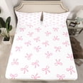 thumbnail image 2 of Feelyou Cute Pink Bowknot Twin Sheet Sets, Cartoon Butterly Knot Bedding, 3pcs, 2 of 7