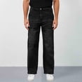 thumbnail image 6 of Miqool Mens Elastic Waist Jeans Washed Straight Leg Denim Pants Loose Fit Casual Trousers with Zipper and Button, 6 of 8