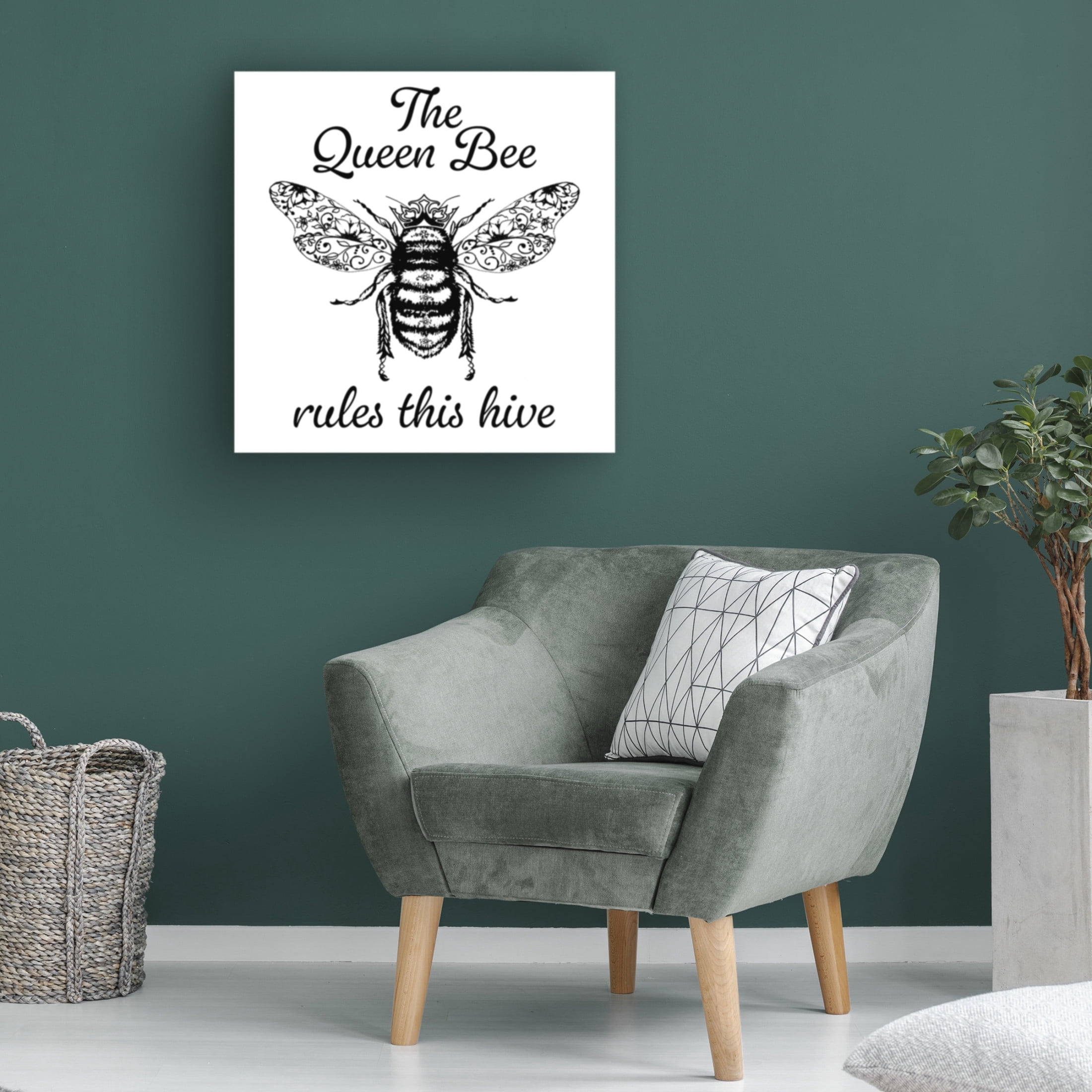 Canvas Wall Art - Jean Plout 'Queen Typography B' Wall Art for Living Room, Bedroom, or Office Décor by Trademark Fine Art - 24 x 24 Inches