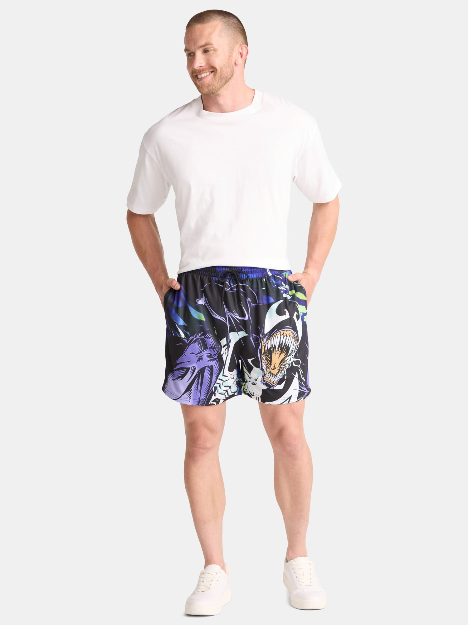 Marvel Venom Men's and Big Men's Graphic Basketball Shorts, Sizes XS-3XL