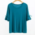 thumbnail image 2 of Women Blouses Solid Color Bow Short Sleeved T Shirt Thin Loose And Base Shirt Top Short Sleeved Round Neck Top/Shirt Plus Size Womens Tops The Summer I Turned Pretty, 2 of 5