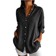 thumbnail image 3 of SAWOBUUN Womens Button Down Shirts Long Sleeve Striped Dress Shirt Collared Office Work Blouses Tops, 3 of 8