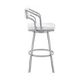 thumbnail image 2 of Armen Living Scranton 30" Faux Leather/Metal Swivel Bar Stool in White/Steel, 2 of 4