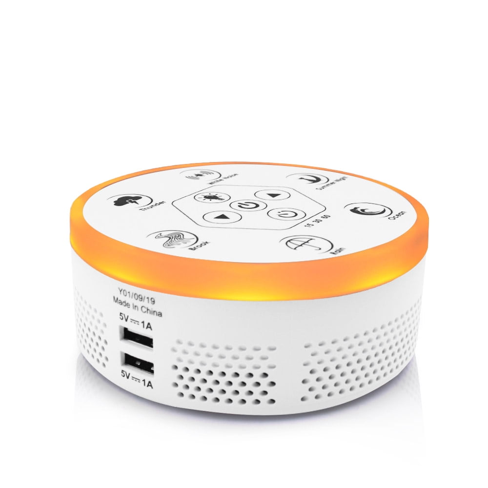 White Noise Sound Machine For Adults, Kids, and Babies. 4 in 1 6 natural sounds, 2 USB Ports