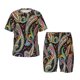 thumbnail image 1 of Balery Watercolor Romantic Paisley Conjunto de Pijama Infantil de Manga Corta con Estampado – Ropa de Dormir de Algodón Suave-Large, 1 of 6