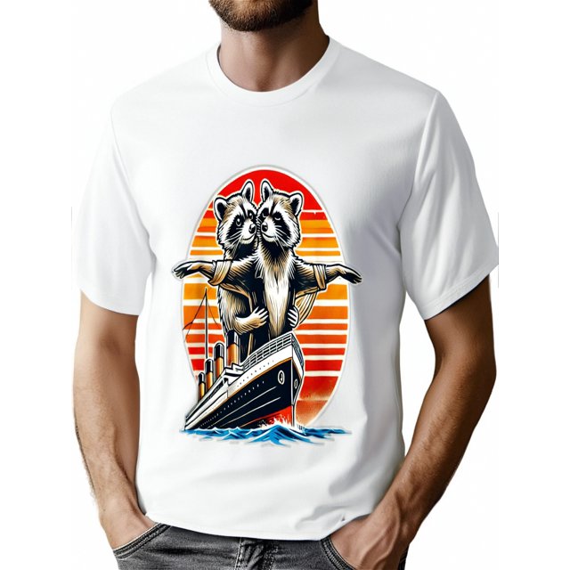 Raccoon Titanic Funny Love 1912 Ship Humor Vintage Cruise T-Shirt Tee For Adult, Men, Women, Teen, Teenager, Adolescent,Youth