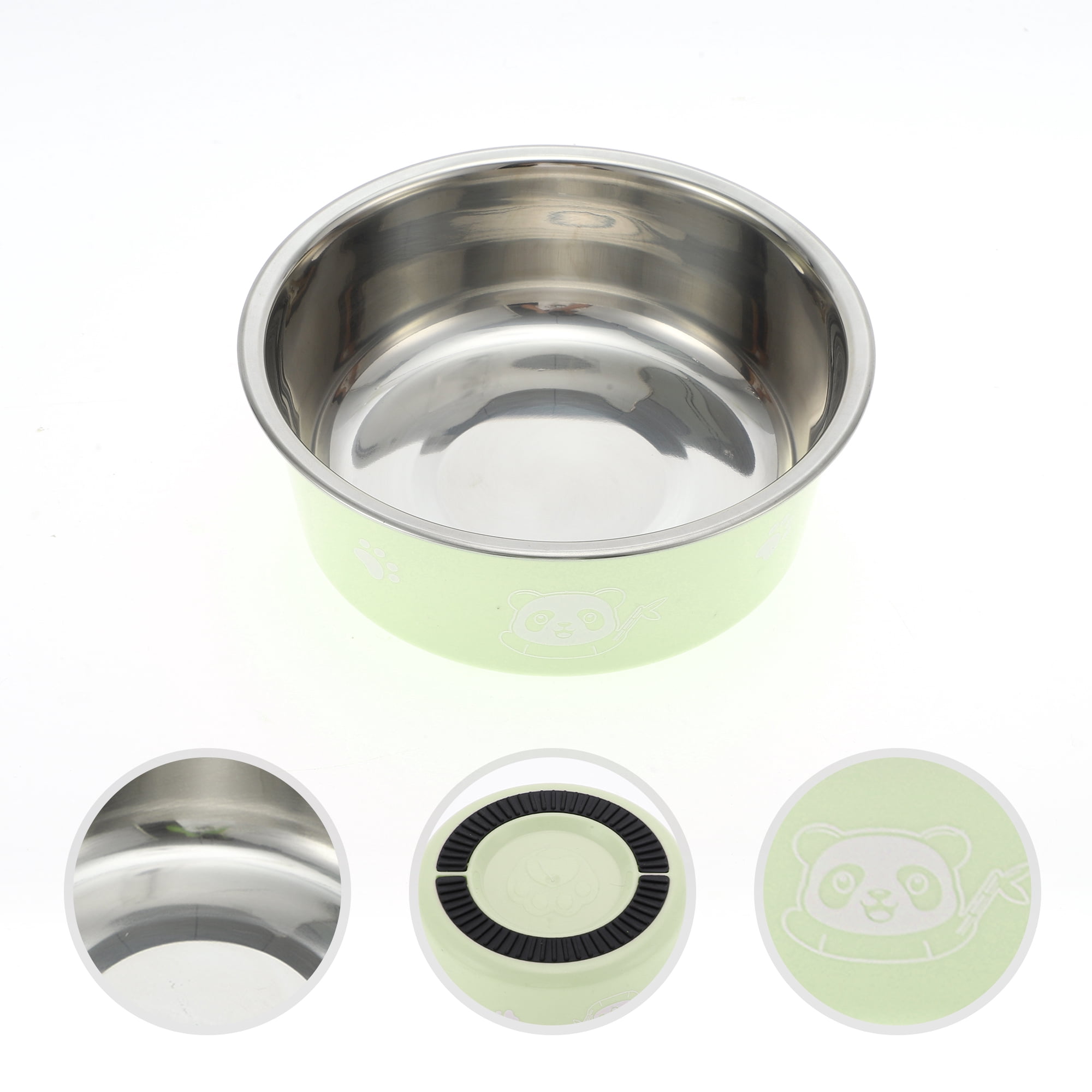 Unique Bargains Non-Skid Medium Dog Bowl Panda Pattern 1 Pc Green