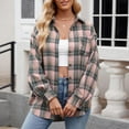 thumbnail image 2 of Cmfcve Women's Button Down Shirt Checkered Collared Pullover Jacket Long Sleeve Boyfriend-Style Casual Shirt with Pockets, 2 of 6