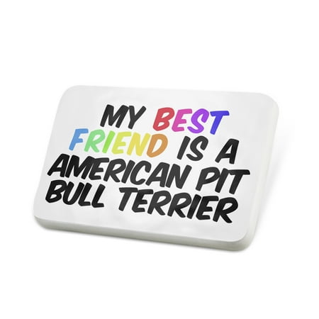 Porcelein Pin My best Friend a American Pit Bull Terrier Dog from United States Lapel Badge – (Best Food For American Pitbull Terrier)