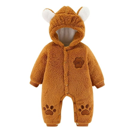 

Qufokar 3-6 Month Boy Sleepers Gender Neutral Baby Pants Baby Boys Girls Long Sleeve Cute Cartoon Fleece Patchwork Bear Ears Hooded Romper Jumpsuit Outfit Clothes Coat