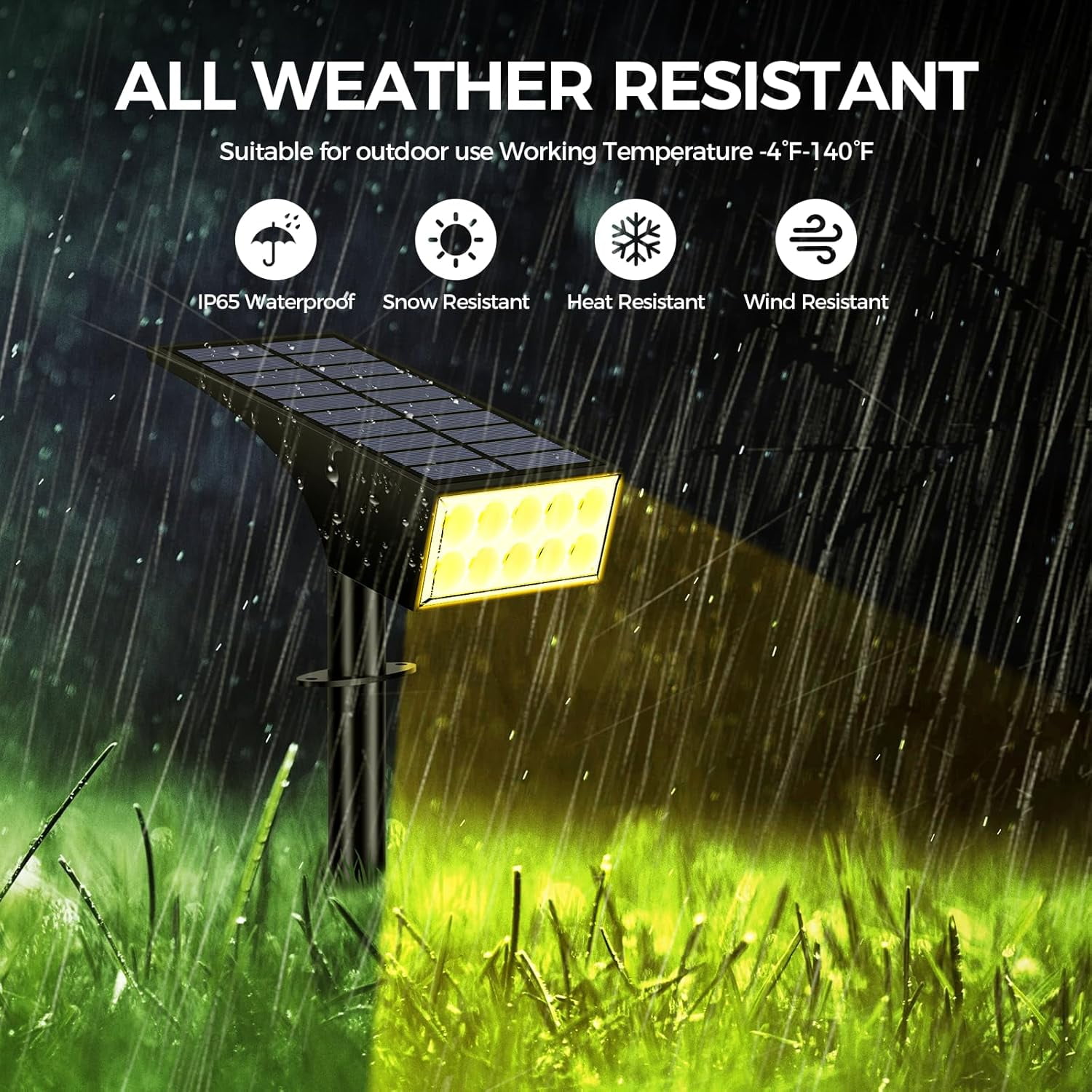 Solar Lights Outdoor, 12 pack, 4 Modes Auto On/Off, Waterproof LED Solar Spotlights for Pathway, Yard, Garden, Wall, Tree, Pool - Warm White