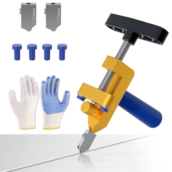 2 in 1 Glass Cutting Tool Kit Breaking Pliers and Glass Cutter Tungsten Hand Portable Glass knife for Ceramic, Mirror, Manual Tile Cutter Glass Breaker with 2 Bonus Tungsten blades