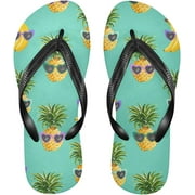 Bestwell Tropical Sunglasses Pineapple Flip Flops Sandals for Women/Men, Soft Light Anti-Slip for Comfortable Walk, Suitable for House, Beach, Travel - XS