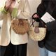 thumbnail image 5 of Bolso de paja semicircular hueco para mujer, estilo bohemio, con interior espacioso, moderno estilo boho, versátil para playa, festivales y salidas casuales., 5 of 5