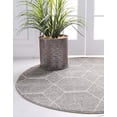 thumbnail image 2 of Unique Loom 3145468 4 x 4 ft. Geometric Trellis Frieze Round Rug, Light Gray, 2 of 2