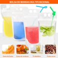 thumbnail image 2 of 100 Bolsas de Bebidas con 100 Popote - 500ml Bolsas Frias Contenedor de Bebidas de Hielo Bolsas Reutilizables para Bebidas Transparentes para Bebidas Frias y Calientes, SN-YLD-100, 2 of 7