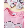 thumbnail image 4 of Baby Girls 0-18 Months Elephant Pattern Romper and Pants and Headband Outfit, 4 of 11
