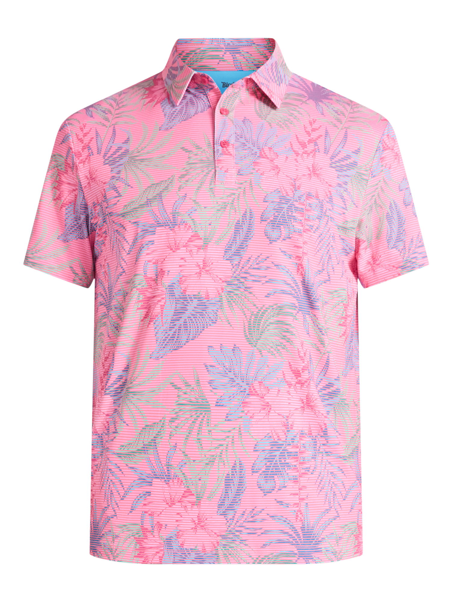 Birdie Bound Men's and Big Men's Tropical Stripes Polo Golf Shirt, Sizes XS-5XL