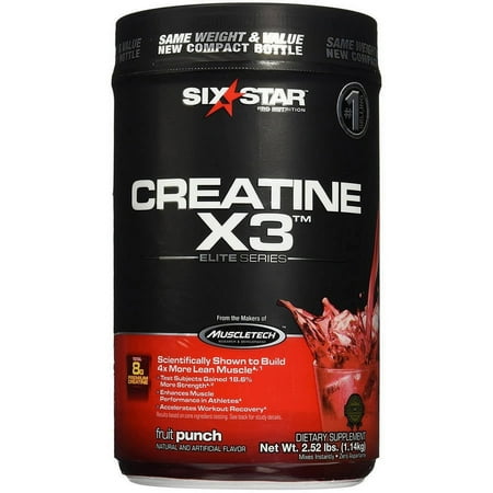 Six Star Creatine Powder, Fruit Punch, 2.5 LB