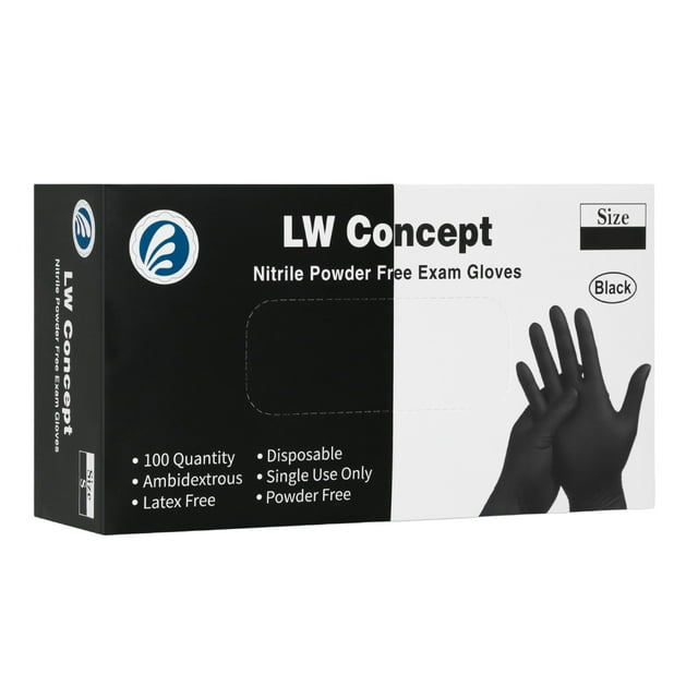 Guantes De Nitrilo Lw Concept, Color Negro Caja Con 100 Piezas CHICO