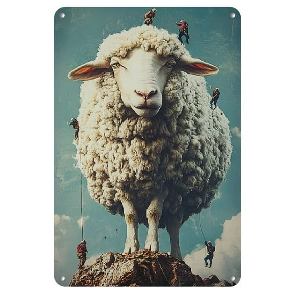 1pc Vintage Sheep Perspective World Metal Tin Sign - 8x12 inches Iron Wall Art for Home, Bedroom, Restaurant, Bar, Cafe, School, Library, Garage Decor - Indoor/Outdoor Hanging Iron Painting
