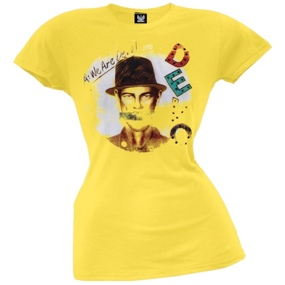 Devo Women's Juniors We Are Devo Yellow Short Sleeve T Shirt