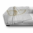 thumbnail image 2 of Alchemy Soft Flannel Fleece Blanket, Monochrome Design Winged Heart with Flourish Abstract Crown Illustration, Cozy Plush for Indoor and Outdoor Use, 60" x 80", Persian Orange White, by Ambesonne, 2 of 5