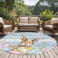 thumbnail image 5 of Easter Round Area Rugs Collection 8', Farmhouse Spring Rabbit Eggs Flowers Wooden Board Non Slip Indoor Circular Throw Runner Rug Floor Mat Carpet for Living Room Dining Table Bedroom Nursery, 5 of 9
