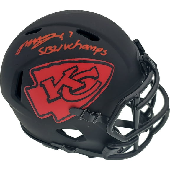 Mecole Hardman Autographed Kansas City Chiefs Eclipse Black Speed Mini Helmet "SB LIV Champs" Beckett BAS 185786