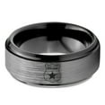 thumbnail image 2 of Tungsten Police Cop Authority Crest Badge Band Ring 8mm Men Women Comfort Fit Black Step Bevel Edge Brushed Gray Polished, 2 of 4