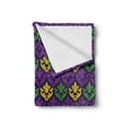 thumbnail image 2 of Mardi Gras Soft Flannel Fleece Blanket, Antique Old Fashioned Motifs in Mardi Gras Holiday Colors Tile Pattern, Cozy Plush for Indoor and Outdoor Use, 50" x 70", Purple Green Yellow, by Ambesonne, 2 of 6