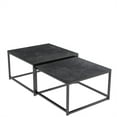 thumbnail image 5 of Wisfor Set of 2 Square Coffee Tables Living Room Nesting End Side Tables, Black Stoned Top, Metal Frame, 5 of 9