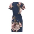 thumbnail image 2 of Robe à Manches Courtes pour Femmes, Décontractée, Col Ras du Cou, Bretelles, Manches Courtes, Imprimé Floral, Robe Ample avec Poche, 2 of 7